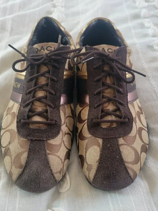 Classic Coach Jayme sneakers in the iconic khaki/brown signature canvas Sz 11 - Picture 3 of 9